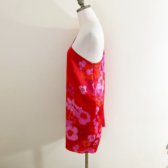 Trina Turk Red/Pink Floral Print One Shoulder Dress Women's Sz 14 100% Polyester - Picture 4 of 9